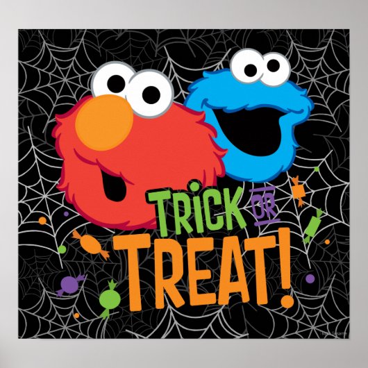 Poster Cookie Monster et Elmo - Tricoter ou traiter (Devant)