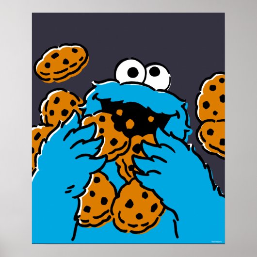 Poster Cookie Monster mangeant tous les cookies (Devant)