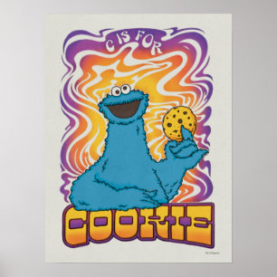 Poster Cookie Monster Psychédélique