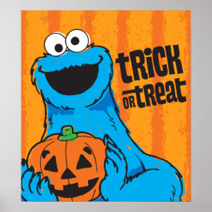 Poster Cookie Monster - Tricoter Ou Traiter
