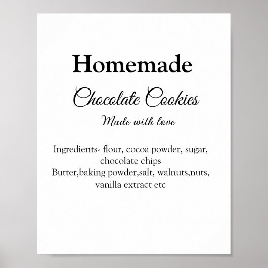 Poster cookies au chocolat maison faits avec amour ajoute (Devant)