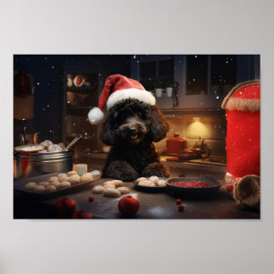 Poster Cookies de Noël de caniche Festive