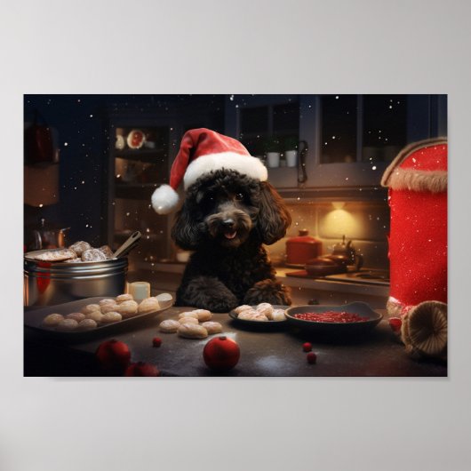 Poster Cookies de Noël de caniche Festive (Devant)
