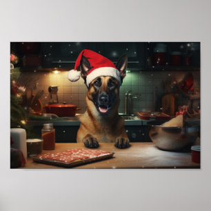 Poster Cookies de Noël Malinois Belge Festive