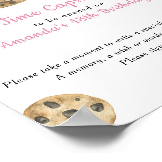 Poster Cookies et lait Temps Capsule 1er anniversaire (Coin)