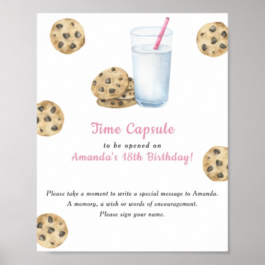 Poster Cookies et lait Temps Capsule 1er anniversaire (Devant)