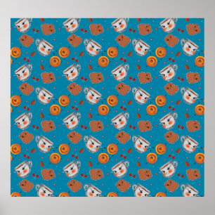 Poster Cookies, petits pains : motif arrière - plan bleu