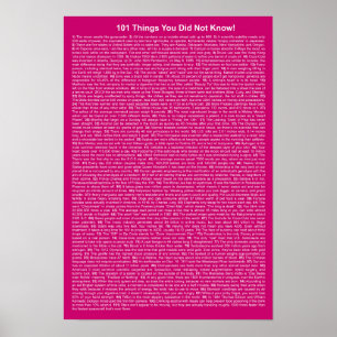 Poster Cool 101 Choses Que Vous Ne Saviez Pas (Magenta)