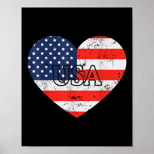 Poster Cool 4 juillet America Heart Memorial Day
