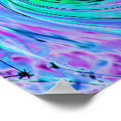 Poster Cool Abstrait de chaux vert et violet floral (Coin)