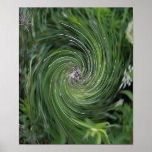 Poster Cool Abstrait Retro Chartreuse Green Floral Swirl