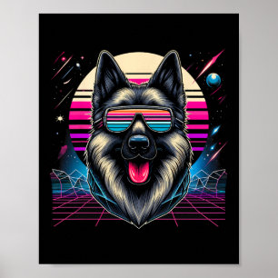 Poster Cool allemand berger chien Rétrofuturisme Art Styl