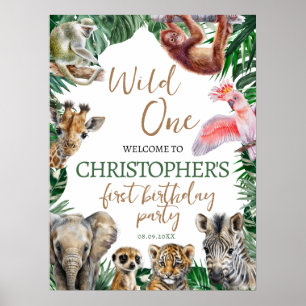 Poster Cool Animaux sauvages Anniversaire Fête Bienvenue