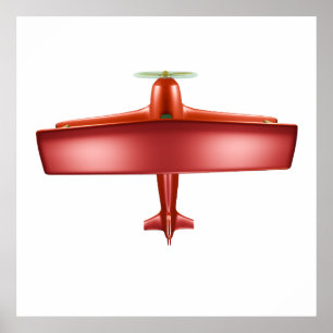 Poster Cool Aventurier Amusant Big Red Biplane en aviatio