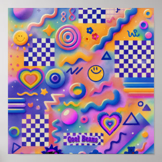 Poster Cool Beans Pastel | Art Kidcore Mignon à Carreaux
