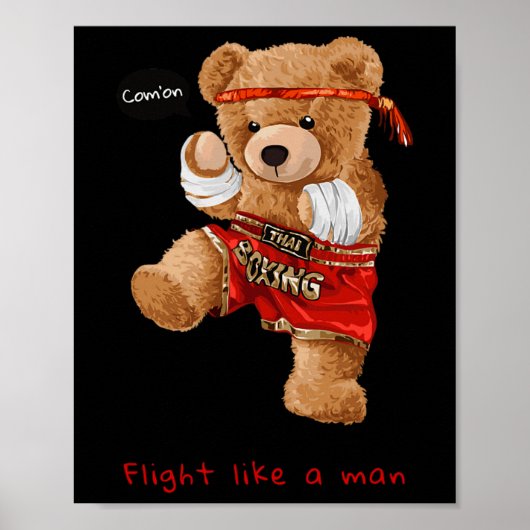 Poster Cool Bear Man Boxing style de combat illustration (Devant)