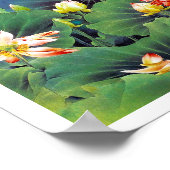 Poster Cool belle feuille de lotus chinois fleurie verte  (Coin)