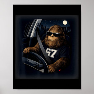 Poster Cool Bigfoot Conduisant 67 Lunettes Drôles Cadeaux