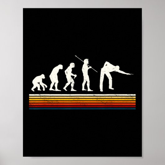 Poster Cool Billiards Black Evolution Of Man Billiards Pl (Devant)
