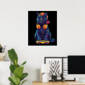 Poster Cool Black Cat Gamer Halloween (Bureau à domicile)