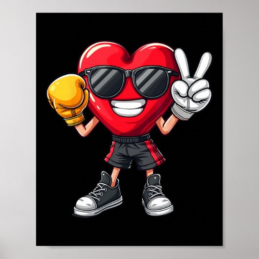 Poster Cool Boxer Coeur Boxer Hommes Garçons Enfants Paix (Devant)