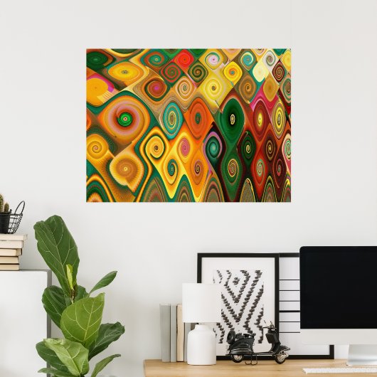 Poster Cool Cascade Art Abstrait Fractal (Bureau à domicile)