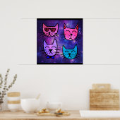 Poster Cool Cat face sur un Arrière - plan spatial (Cuisine)