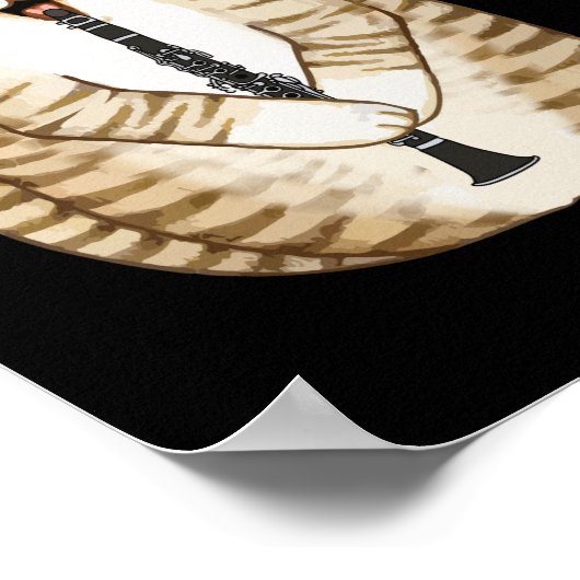 Poster Cool Cat Playing The Clarinet Design Hippy Hipster (Coin)