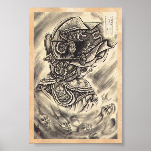 Poster Cool classic vintage japanese demon tattoo (Devant)