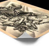 Poster Cool classique vintage japonais démon samurai tige (Coin)