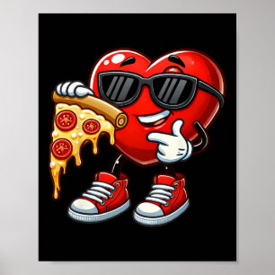 Poster Cool Coeur Manger Pizza Valentine Funny Kids Febru