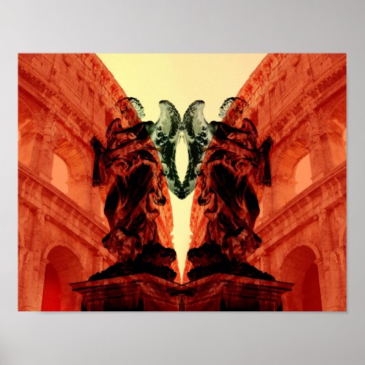 Poster Cool collage moderne de Rome historique en rouge (Devant)
