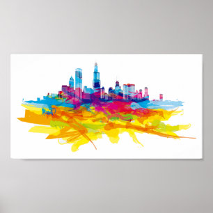 Poster Cool Colorful Chicago Skyline