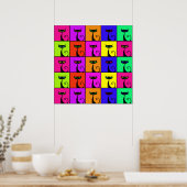 Poster Cool Colorful Kitty Pop Art Carré (Cuisine)