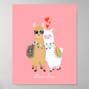 Poster Cool Cute Llama Couple amoureux