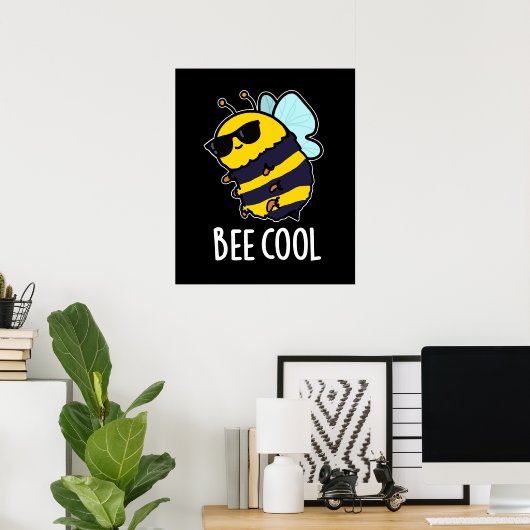 Poster Cool d'abeilles drôle Insect Bee Pun Dark BG (Bureau à domicile)