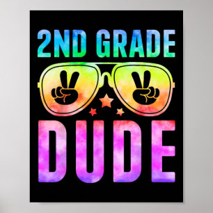 Poster cool de 2e année Dude Tie Dye Retour à l'école Deu