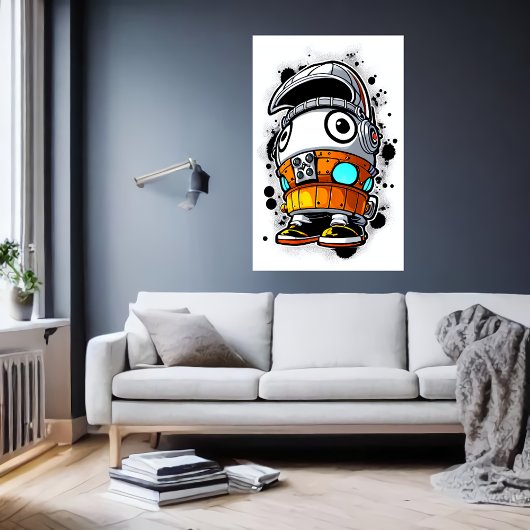 Poster Cool de dessin animé garçon robot | Art AI
