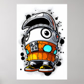 Poster Cool de dessin animé garçon robot | Art AI (Devant)