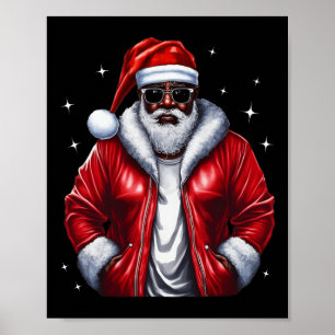 Poster Cool de pyjama de Noël afro-américain Père Noël No