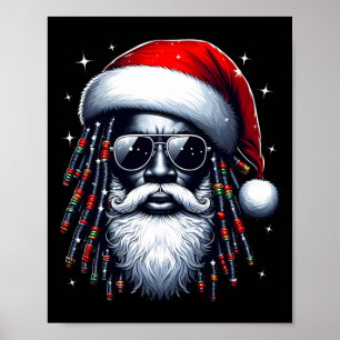 Poster Cool de pyjama de Noël afro-américain Père Noël No