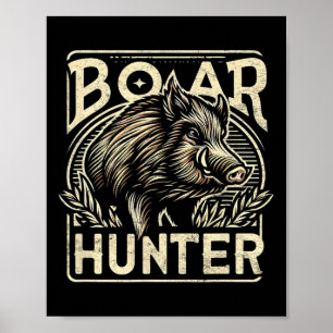 Poster Cool de sanglier Retro Chasse de porc Mens Vintage