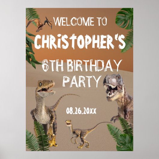 Poster Cool Dinosaures fête d'anniversaire bienvenue (Devant)