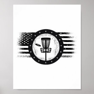 Poster Cool Disque Golf Sport Usa Grunge Drapeau - Disque