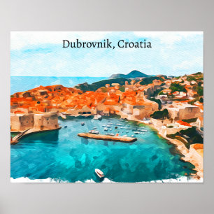 Poster Cool Dubrovnik Croatie Adria Coast Panorama
