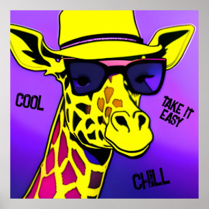 Poster Cool Dude Giraffe en lunettes de soleil. Modifiabl