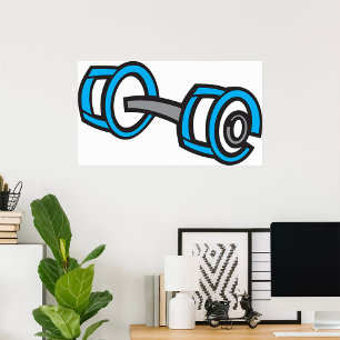 Poster Cool Dumbbell Fitness Blue and Grey Graphisme