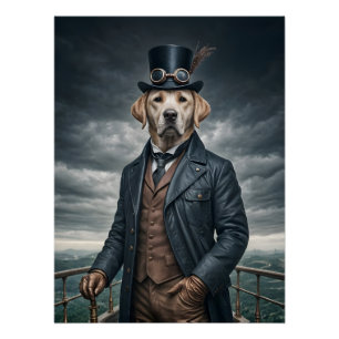 Poster Cool Elégant Victorian Steampunk Labrador Chien Ar