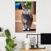 Poster Cool et adorable Hybrid Rabbit Zebra | Art AI (Bureau à domicile)