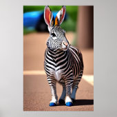 Poster Cool et adorable Hybrid Rabbit Zebra | Art AI (Devant)
